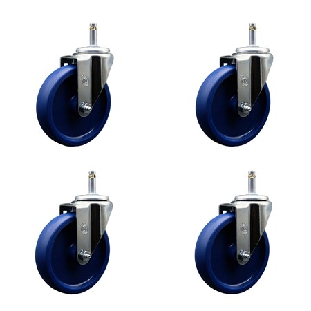 Service Caster 5'' Solid Polyurethane Wheel Swivel 7/16'' Grip Ring Stem Caster Set, 4PK SCC-GR20S514-SPUS-716138-4